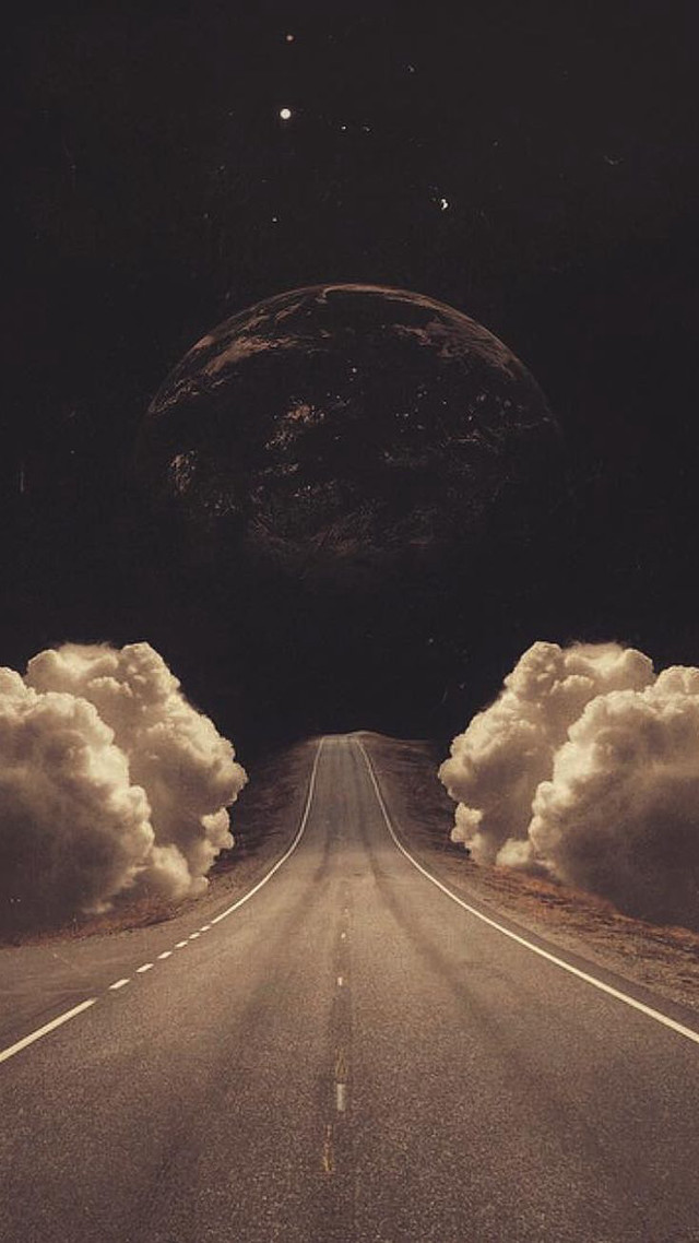 Long road clouds planet stars free wallpaper - medium preview image