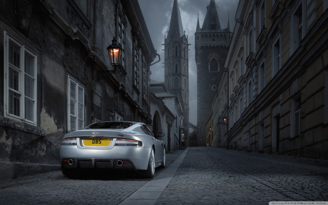 Car street building clocktower night free wallpaper - medium preview image