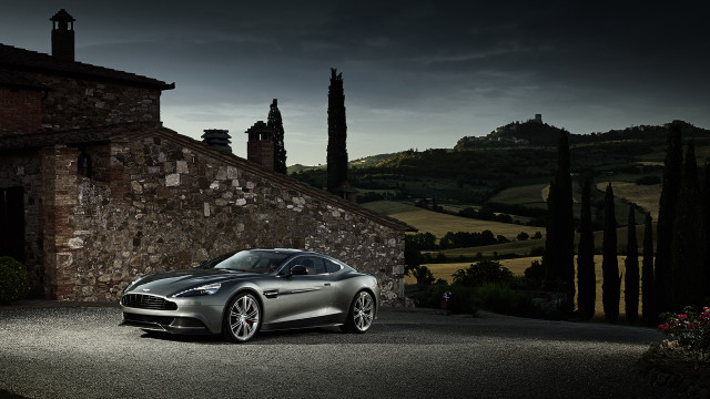 Silver car stone building dark free wallpaper - medium preview image