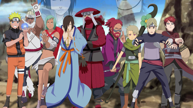 Anime characters group cellphone camera free wallpaper - medium preview image