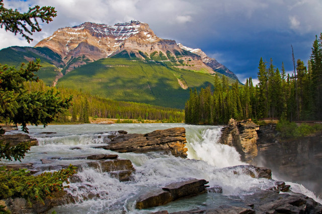 Mountain waterfall trees river nature #2 free wallpaper - medium preview image