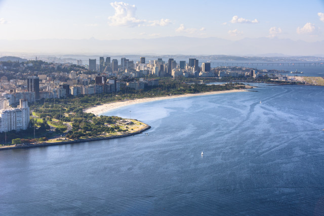 Aerial city beach bridge skyline free wallpaper - medium preview image