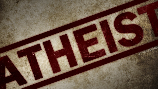 Red white atheist sign grungy free wallpaper - medium preview image
