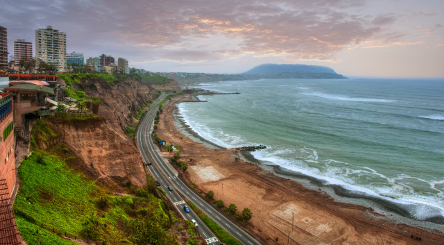 Beach city cliff view train free wallpaper - medium preview image