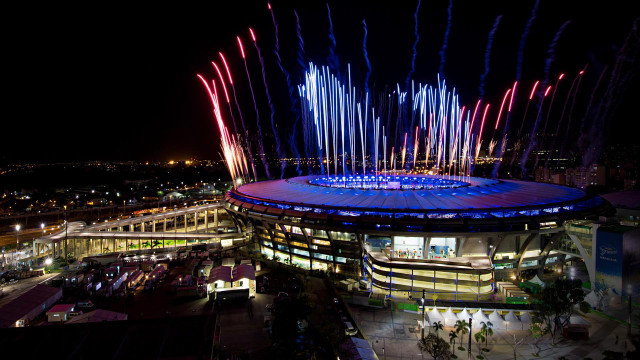 Fireworks night sky stadium night free wallpaper - medium preview image