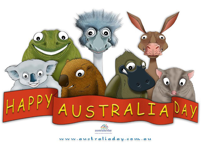 Happy australia day banner animals free wallpaper - medium preview image