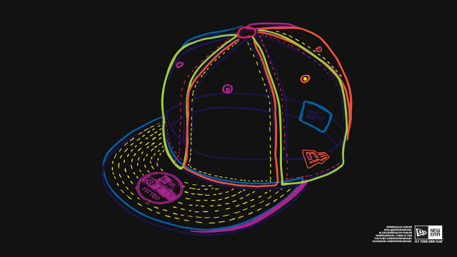 Baseball cap neon design black free wallpaper - medium preview image