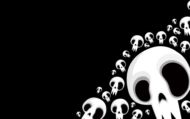 Skulls flying black background white free wallpaper - medium preview image