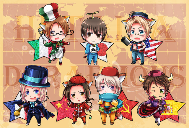Cartoon characters stars hats beige free wallpaper - medium preview image
