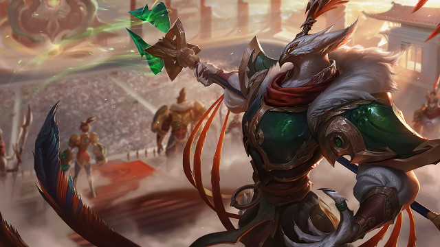 Man armor sword green bird free wallpaper - medium preview image