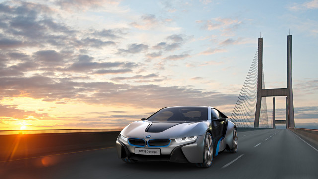 Silver car driving road bridge #3 free wallpaper - medium preview image