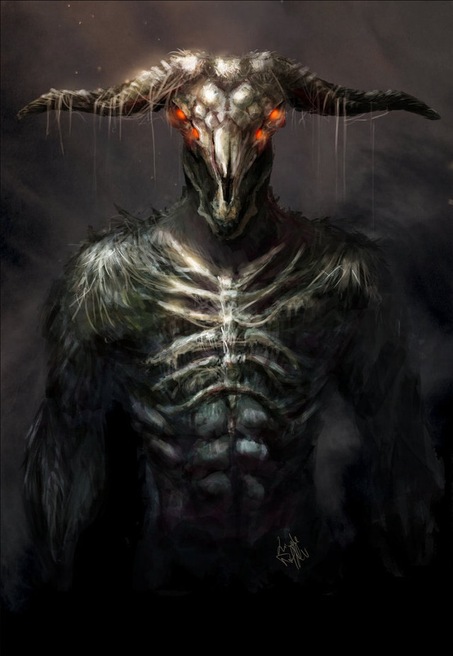 Demonic creature red eyes skeleton free wallpaper - medium preview image