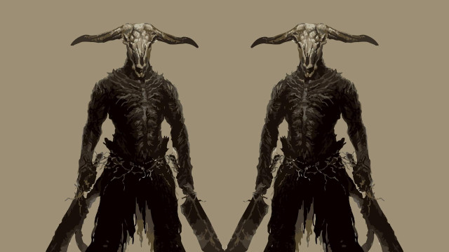 Horned men couple brown background free wallpaper - medium preview image