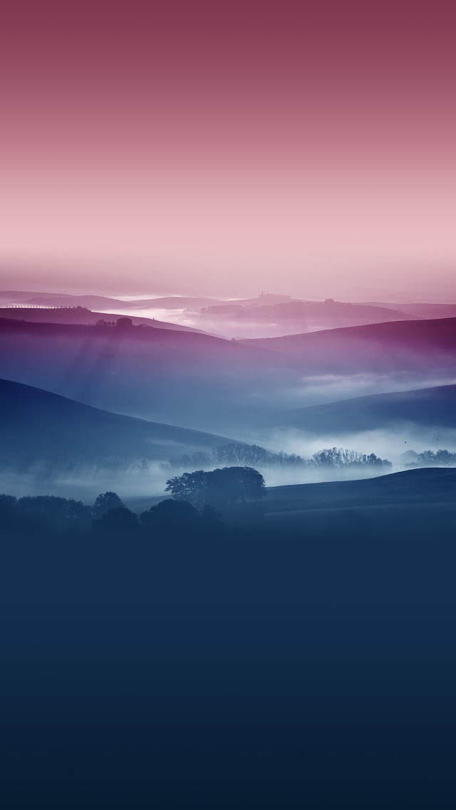 Foggy valley red sky pink free wallpaper - medium preview image