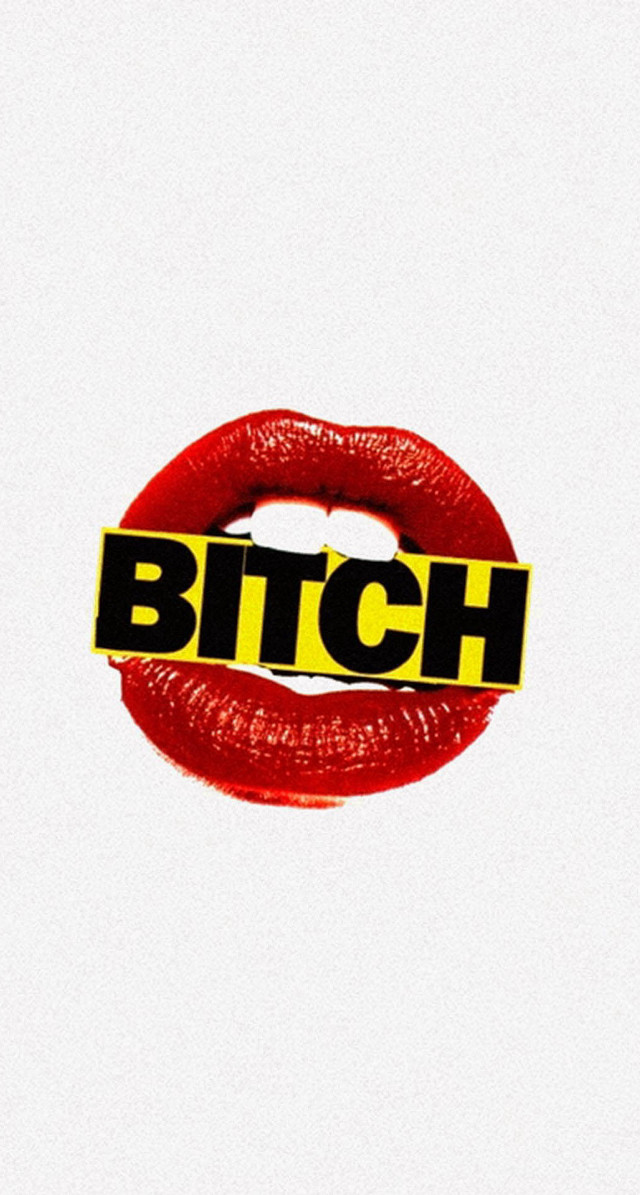 Red lip yellow stripe bitch free wallpaper - medium preview image