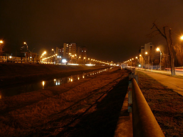 Night city street bridge river free wallpaper - medium preview image