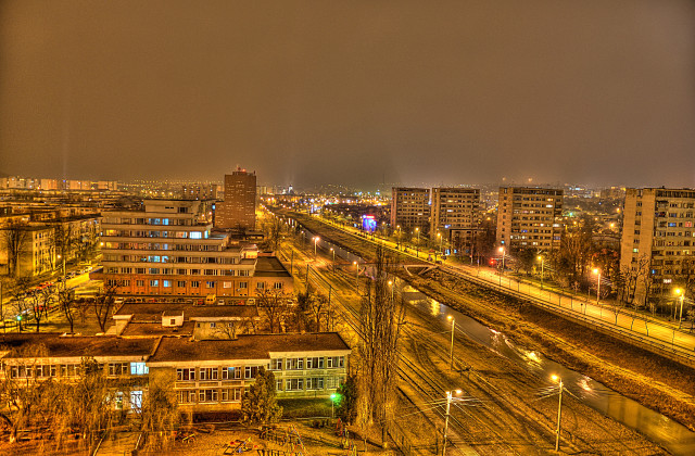 City train night danube bridge free wallpaper - medium preview image