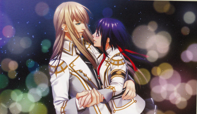 Anime couple characters blurry background free wallpaper - medium preview image