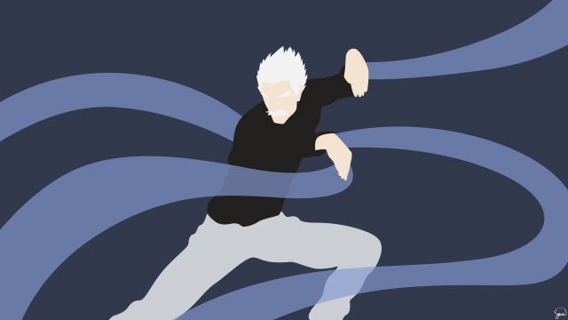 Man white hair running blue free wallpaper - medium preview image