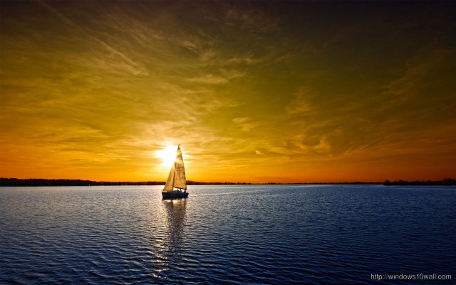 Sailboat sunset dawn water sailing free wallpaper - medium preview image