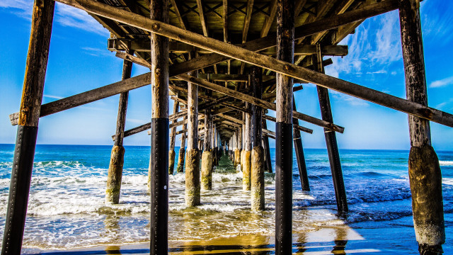 Pier water sky clouds blue free wallpaper - medium preview image