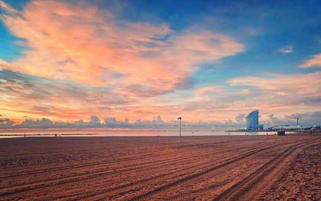 Beach building clouds dirt road free wallpaper - medium preview image
