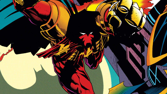 Man red yellow costume flying free wallpaper - medium preview image