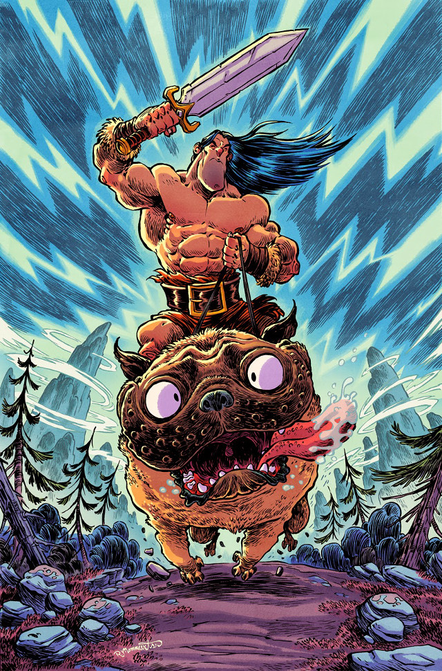 Cartoon man riding monster sword free wallpaper - medium preview image
