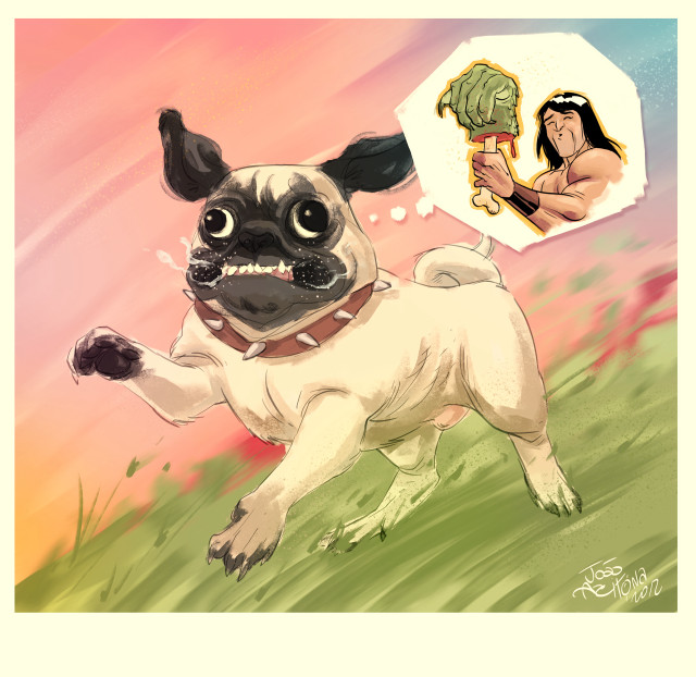 Cartoon dog running fist wrestler free wallpaper - medium preview image