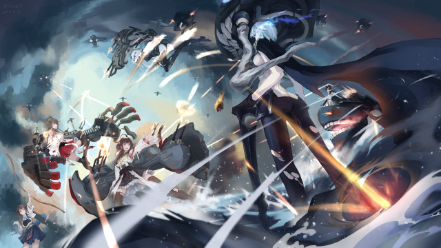 Anime characters storm sky background free wallpaper - medium preview image