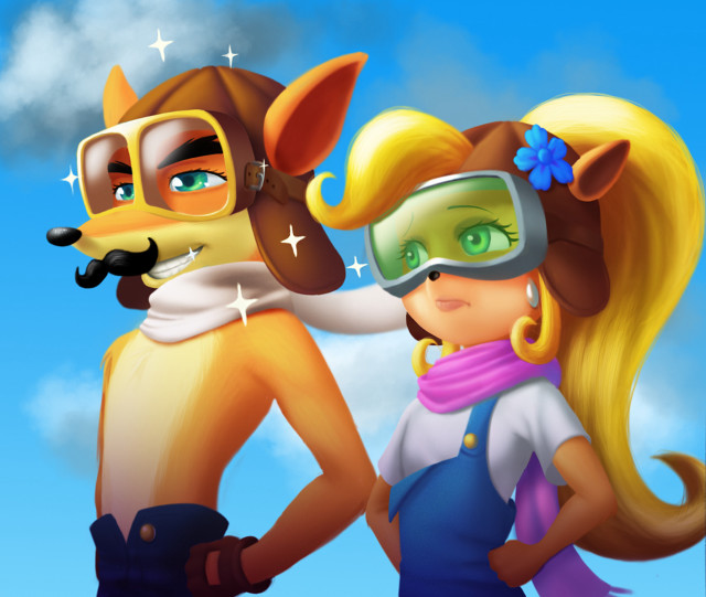 Cartoon girl dog goggles mustache free wallpaper - medium preview image
