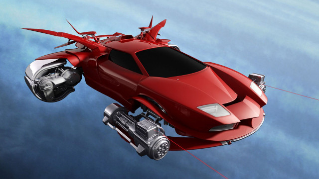Red car flying string wing free wallpaper - medium preview image