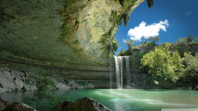 Waterfall cliff river blue sky free wallpaper - medium preview image