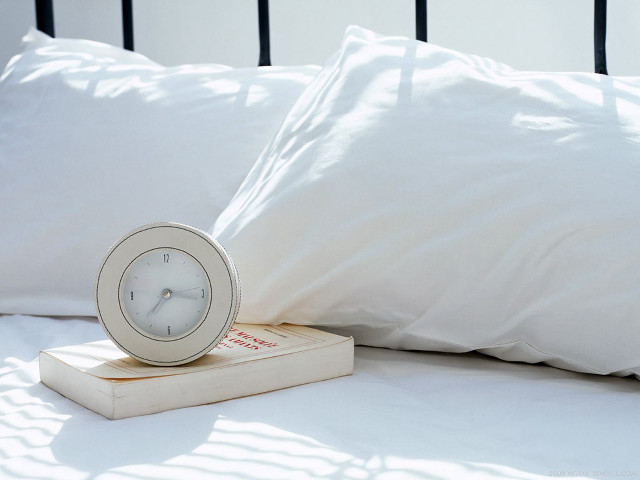 Clock book bed white sheets free wallpaper - medium preview image