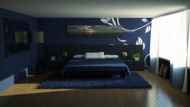 Blue bedroom blue rug blue free wallpaper - medium preview image