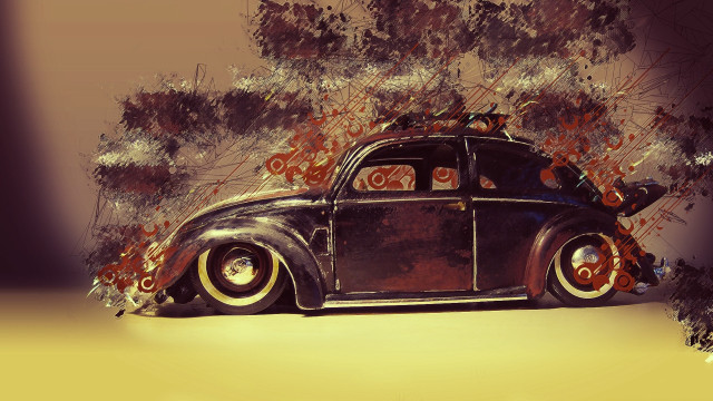 Car trunk tree red flowers free wallpaper - medium preview image