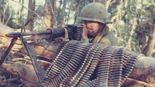 Man helmet machine gun forest free wallpaper - medium preview image