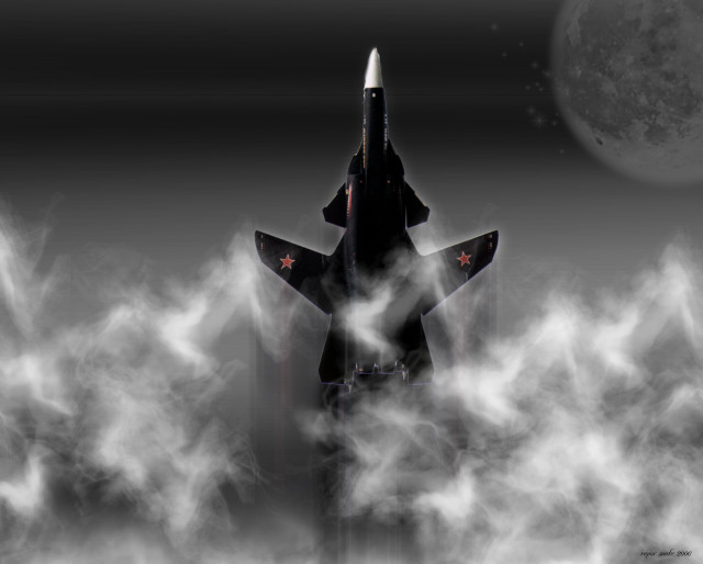 Jet flying full moon clouds free wallpaper - medium preview image