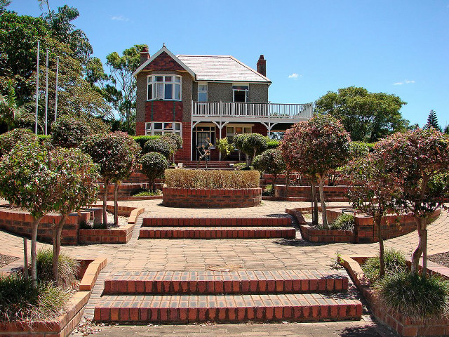 Large house trees steps garden free wallpaper - medium preview image