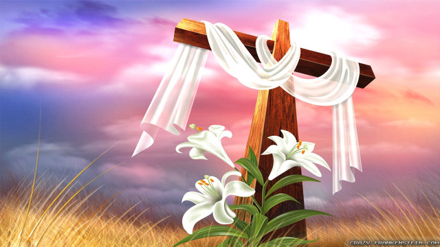 Cross white cloth flowers foreground free wallpaper - medium preview image