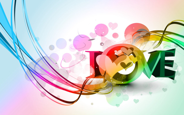 Colorful love word swirly background free wallpaper - medium preview image