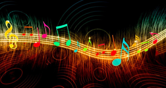 Colorful musical note black background #2 free wallpaper - medium preview image