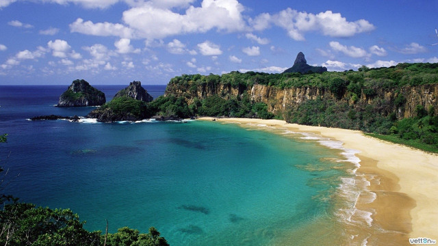 Beach sandy shore mountain blue free wallpaper - medium preview image
