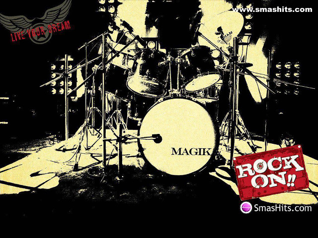 Drum set rock on sticker free wallpaper - medium preview image