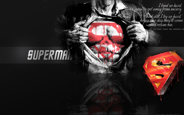 Man holding superman symbol red free wallpaper - medium preview image