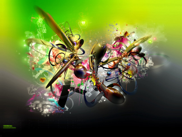 Colorful abstract dragon musical notes free wallpaper - medium preview image