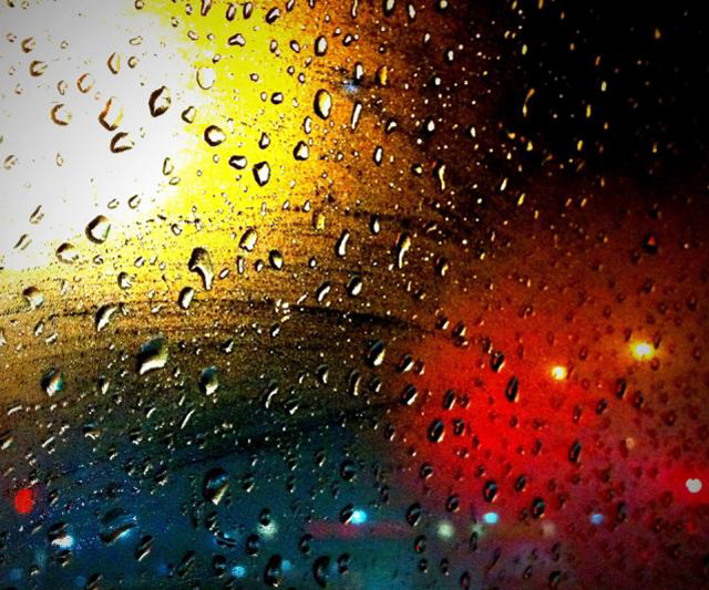 Rain covered window rainbow light free wallpaper - medium preview image