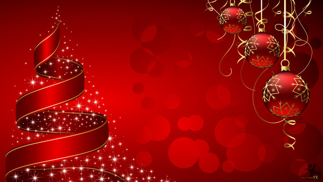 Red christmas tree gold ribbon free wallpaper - medium preview image