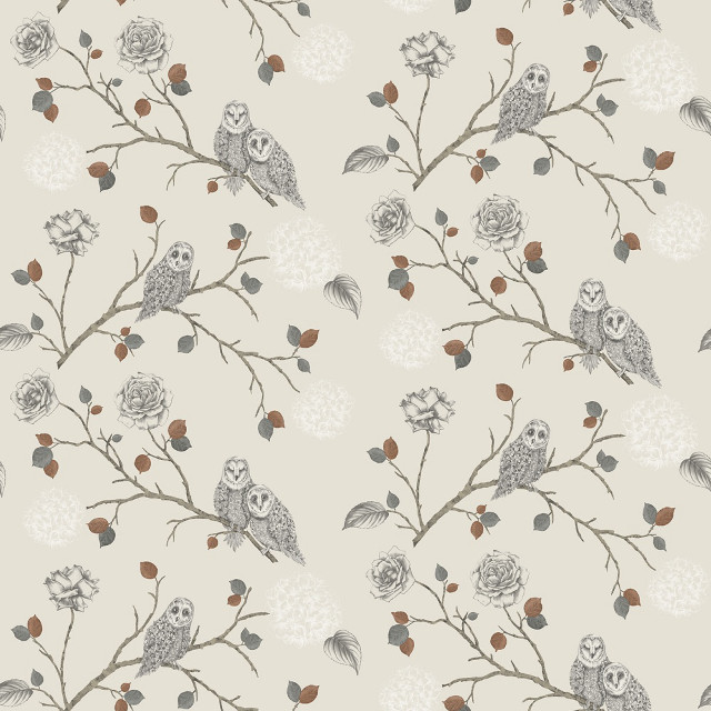 Owls branch flowers leaves light free wallpaper - medium preview image