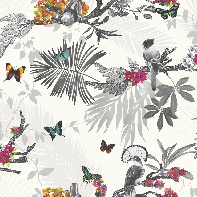 White wallpaper birds flowers butterfly free wallpaper - medium preview image